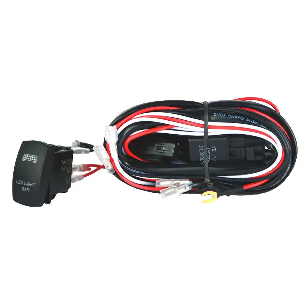 EE support 40A 300W Wiring Harness Kit LED Light Bar Laser Rocker Switch Relay Big Foot XY01in