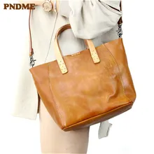 PNDME ретро модная натуральная кожаная женская сумка дизайнерская ручная работа простая мягкая воловья женская сумка через плечо