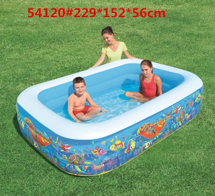 

54120 Bestway 229x152x56cm Play Pool 7'6"x60"x22" 3-Ring Rectangular Inflatable Pool for Kid & Adult Baby Bath Pool Ball Pool