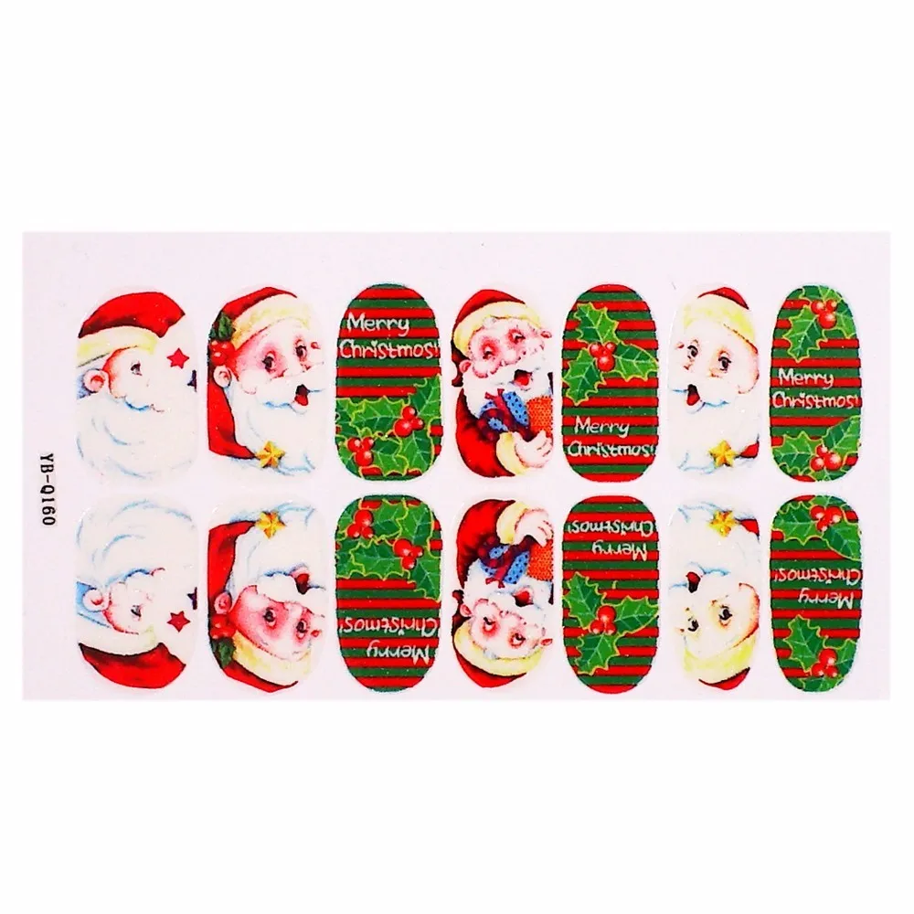 1 Piece Luminous Nail Sticker Christmas Fruit Santa Claus Design Manicure Tool Nail Art Full Cover Sticker New Year Gift YB-Q160