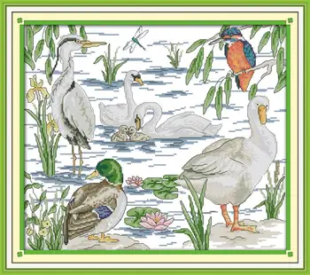 

Water Birds Counted China Cross Stitch DIY Needlework 14CT 11CT DMC Cross Stitching Kits for Embroidery Home Decor Crafts Hobby