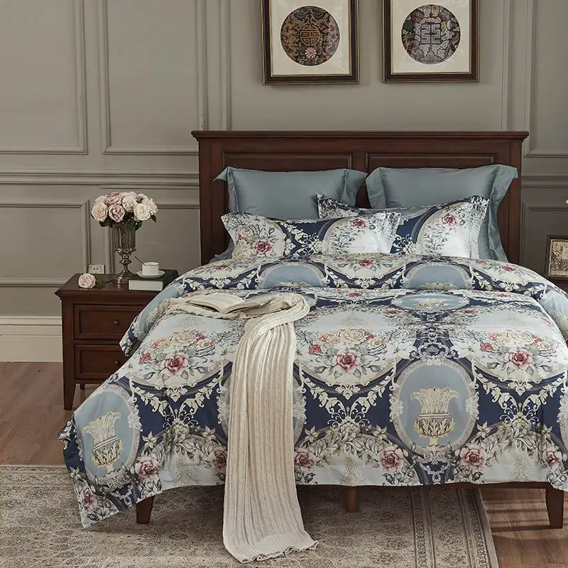 Silky touch 100S top quality egyptian cotton bedding sets paisley duvet quilt covers queen king size bed linen sateen 4pcs sheet - Цвет: 11
