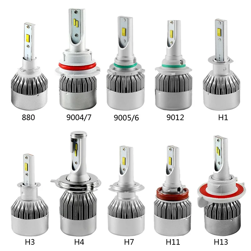 PAMPSEE C6F CSP Chip Led Headlight Bulb H3 H7 H4 H11 72W 7600LM Turbo Fan Cool White 6k Truck Replacement Kits LED Headlamp Bulb