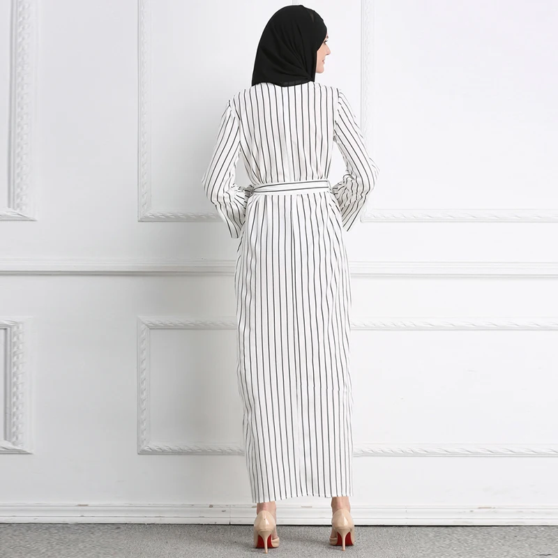 Buytiz/черно белое платье в полоску с рукавами abaya Vestidos длинные халаты мусульманское