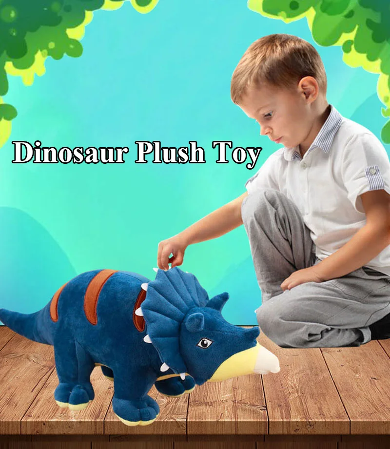 1pc Cute Cartoon Dinosaur Plush Toys Lovely Animals Triceratops Stuffed Toy Dolls for Children Boys Birthday Christmas Gift (1)