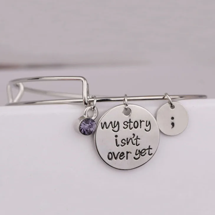 

Peraonality "my story isn't over yet" Pendant Bangle New Listing Simple Charm Bnagles Pulsera For Women YP2573