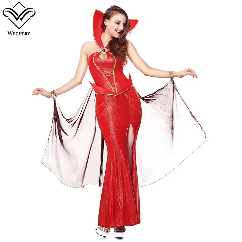 

Wechery Egypt Queen Costume Halloween Party Dress Up Cosplay Dress Open Maxi Low Back Clothing Slim Dress for Women