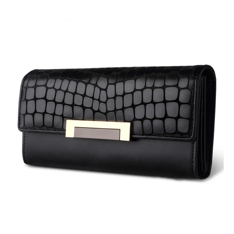 

Vintage Quality Leather Long Fashion Women Wallets Designer Brand Clutch Purse Lady Party 2017 Black Wallet Female Card Holder
