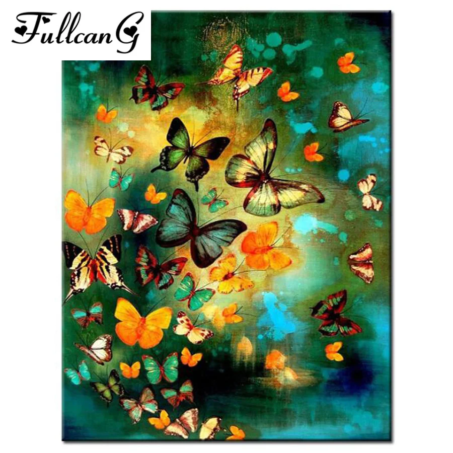 

FULLCANG 5D diamond embroidery butterfly animals diy diamond painting full square mosaic cross stitch diamond pattern F039