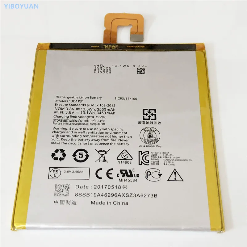 

3.8V 3450/3550mAh L13D1P31 For Lenovo Tab 2 A7 / A7-10 / A7-20 / A7-30 / A7-10F / A7-20F / A7-30TC / A7-30HC Battery