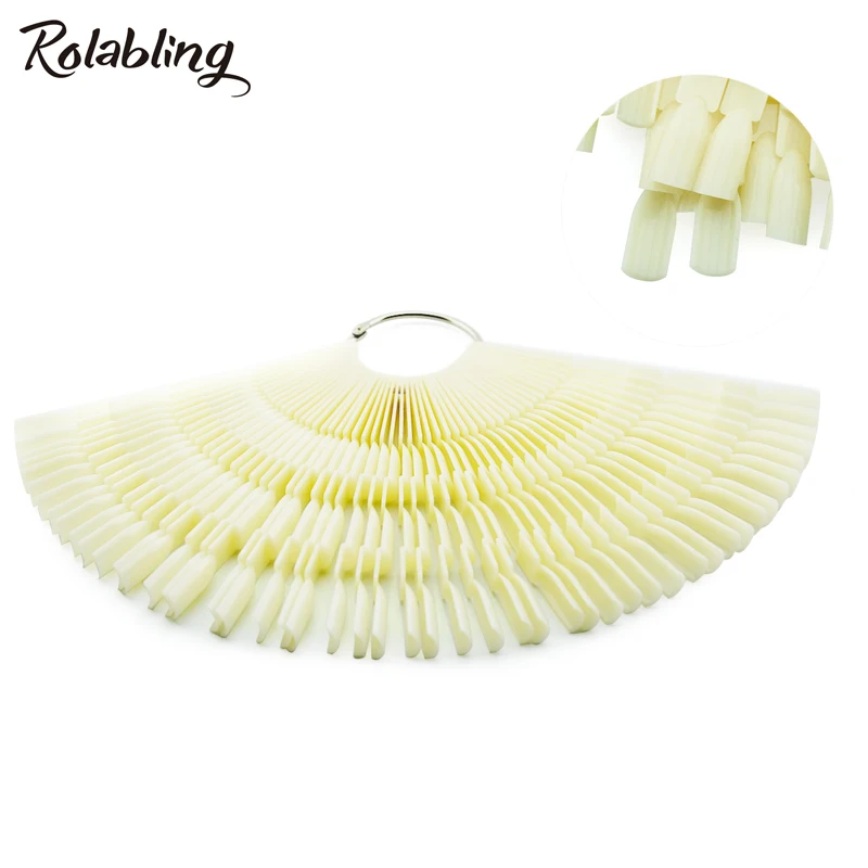 

Rolabling 150 Tips 3 Knots Nail Art Display Natural Fan-Shaped Chart Color For Nail Polish Practice With Ring Nail Tools