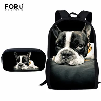 

FORUDESIGNS School Bags for Teenager Girls Boys Boston Terrier Printing Children School Bag Primary School Girls Schoolbag Cute