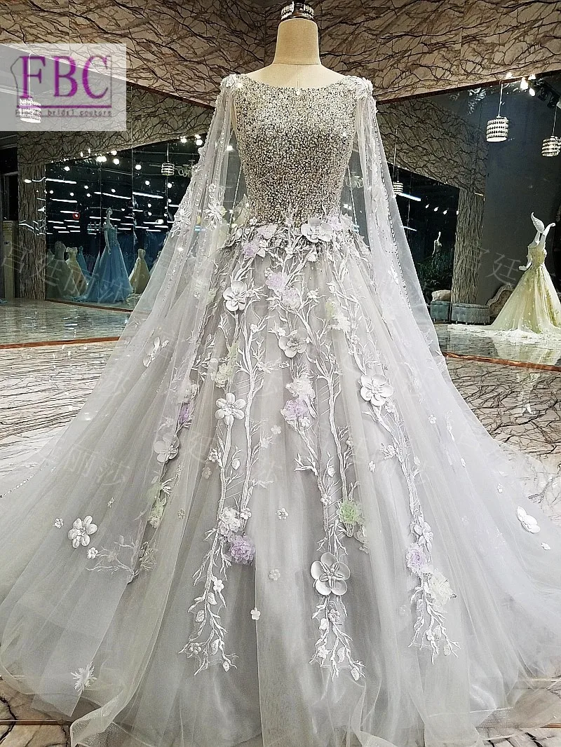 grey wedding gown