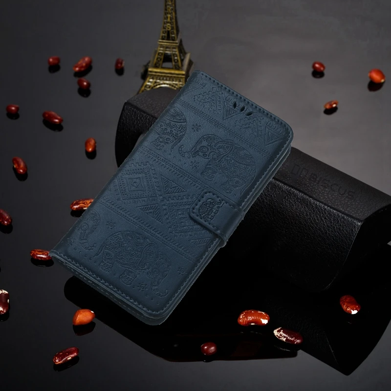 Blue 3D Слон pattern Флип Чехол Для samsung Galaxy A3 A5 A7 J4 J6 плюс J8 J1 J3 J5 J7 J2 Prime Стильный чехол-портмоне из кожи - Цвет: Blue
