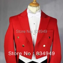 Изготовленный на заказ для измерения Красного фрака мужские черные брюки белый жилет, на заказ красный длинный смокинг фрак, портной Красный смокинг, фрак