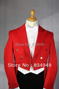 

Custom Made To Measure Red Tailcoat Men Black Pants White Vest,Bespoke Red Long Tail Tuxedo Tail Coat,Tailor Red Tuxedo Tailcoat