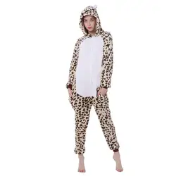 Леопардовый медведь кигуруми фланелевые комбинезоны с животными для взрослых Пижама "Медвежонок" для женщин и мужчин Косплей пижамы костюм