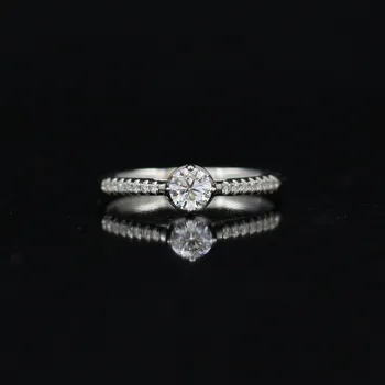 

LASAMERO 0.301CT FG/SI Round Cut Love Modern Natural Diamond Ring For Women 18k White Gold Certified Engagement Wedding Ring