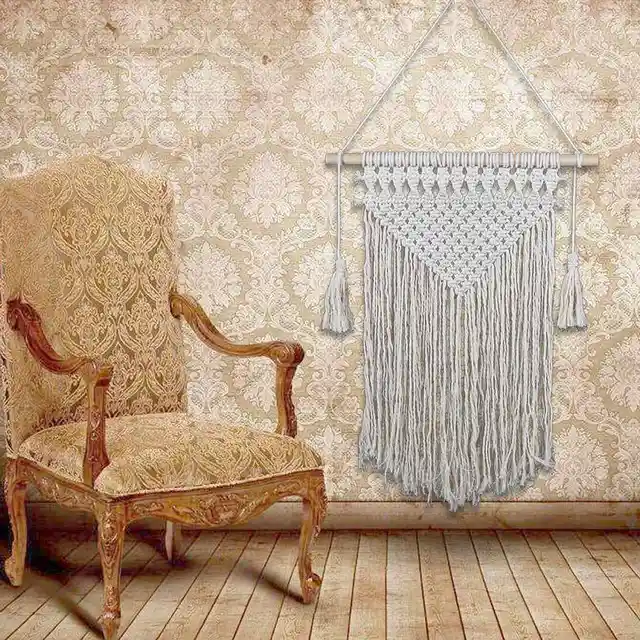 Handmade Knitting Cotton Rope Tapestry Macrame Bohemian Wall Hanging Handmade Knitting Cotton Rope Tapestry Macrame Bohemian Wall Hanging Taerie Banner Tel Home Decor Craft