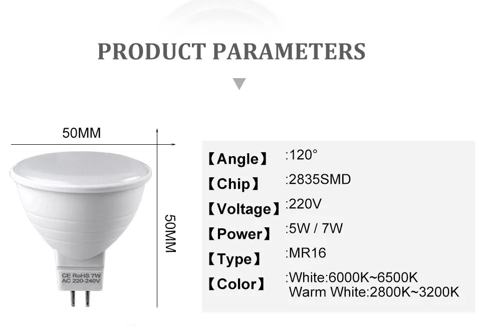 MR16 LED Bulb Spotlight 220V 5W 7W COB LED Chip Beam Angle 12024 Spot Light GU5.3 Lampada LED Lamp Light For Home Table Ceiling (2)