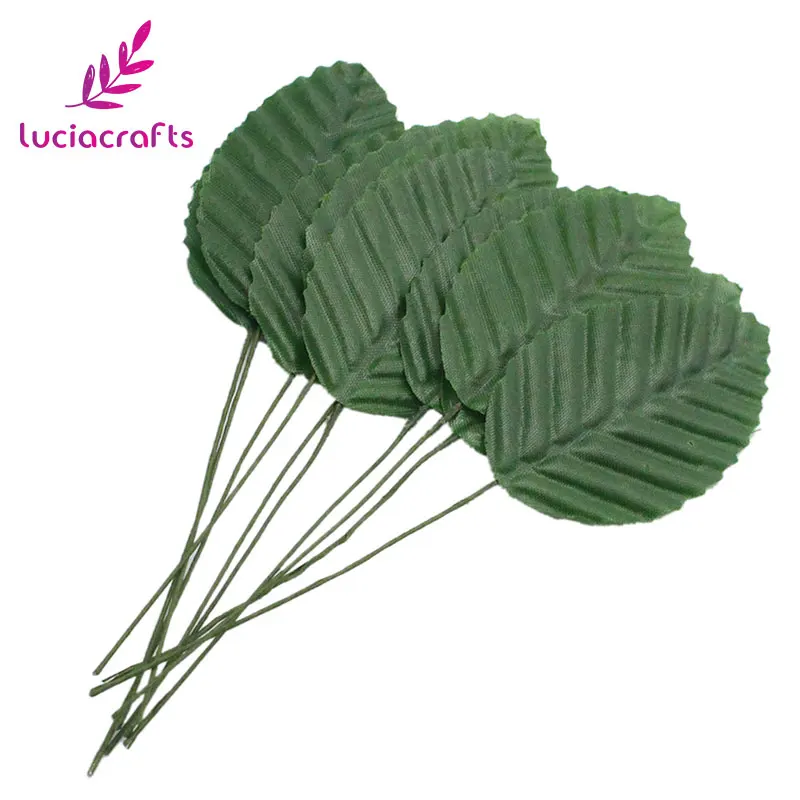 Lucia crafts, приблизительно 4,8*3 см, искусственные листья, высокая имитация, нейлон, цветок, лист, сделай сам, свадебное украшение, 100 шт./лот, A0817 - Цвет: dark green
