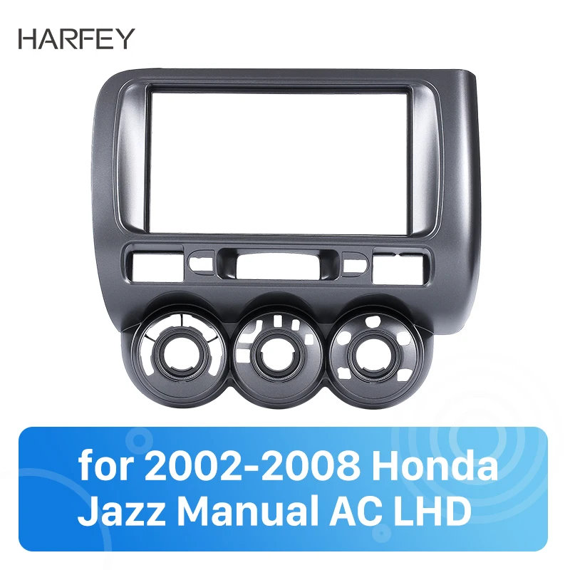 

Harfey Dash Trim Kit for 2002 2003 2004 2005 2006 2007 2008 Honda Jazz Manual AC LHD 2 Din Car Radio Fascia Dash Kit Panel Frame