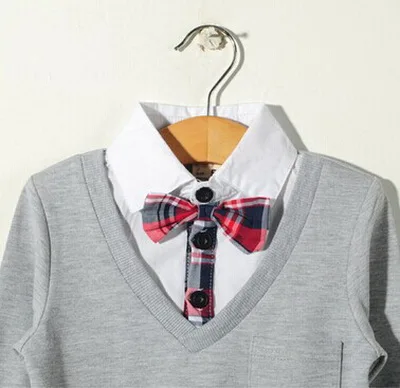 Детский свитер для мальчика с галстуком-бабочкой пуловер с длинным рукавом свитер для мальчика кардиган 2-6 лет детский модный свитер