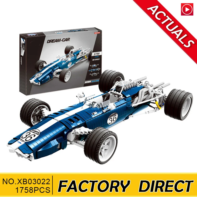 

Legoed technic Lepins Blue Racing Car model kits F1 super car toy Set Building Blocks Bricks DIY Toys Educational Christmas Gift
