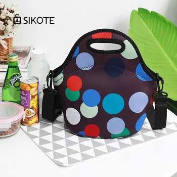

SIKOTE Origin Shoulder Strap Lunch Bag Keep Fresh Neoprene Portable Picnic Owl Print Neoprene Work Lunch Box Insulation