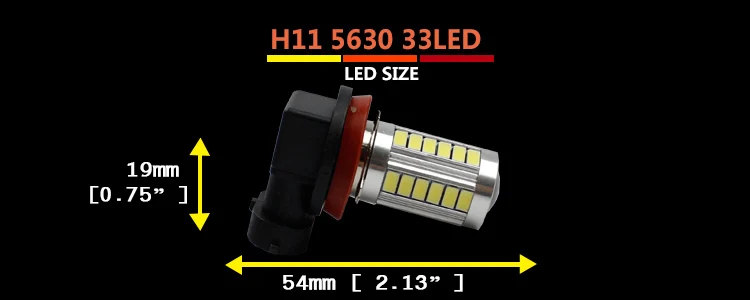 2 шт. H8/H11 светодиодный 33SMD 5630 30 Вт 800-1000lms Противотуманные фары дневные фары дневного света DRL лампы 12 V-24 V яркий белый автомобиль источник света