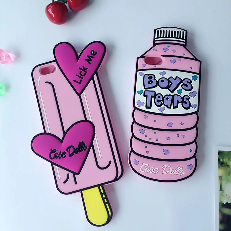 

Case Dolls Bottle for iPhone 5 5s 6 6s Plus 7 8 X 4s 4 SE Case Lick Me Boys Tears Popsicle Phone Back Cover