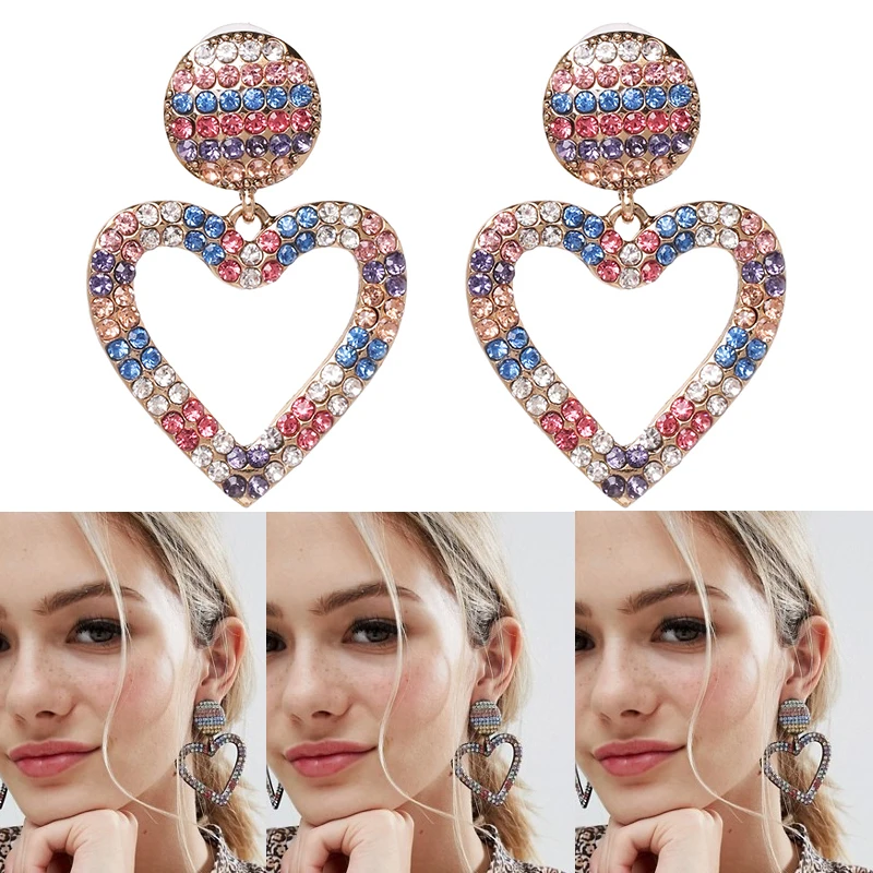 Jujia, дизайн сердца,, Винтажный дизайн, хрустальные серьги, модные женские массивные серьги для женщин, модные серьги