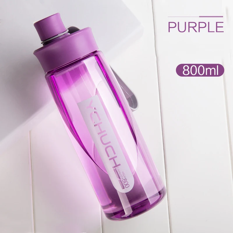 600/800/1000 мл большая емкость свободная вода BPA бутылка портативная ручка Тренажерный зал Спорт пластиковые бутылки для воды; Отдых Туризм Бутылка для напитков - Цвет: 800ml Purple