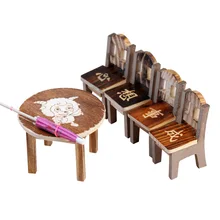 6 шт случайный цвет миниатюрные Фея деревянные стол стул зонтик садовый кукольный домик орнамент для украшения дома