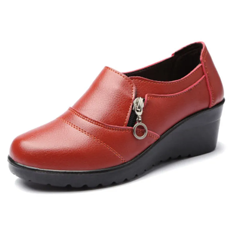 Модная повседневная обувь; сезон весна-осень повседневная прогулочная обувь из искусственной кожи с мягкой подошвой женская обувь на плоской подошве обувь для мам - Цвет: 3