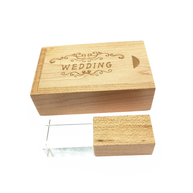 Деревянная кристальная флеш-накопитель USB 3,0, персонализированная фотография, 8 ГБ, 16 ГБ, 32 ГБ, USB 3,0, флешка+ деревянная коробка, индивидуальный логотип для свадебных подарков
