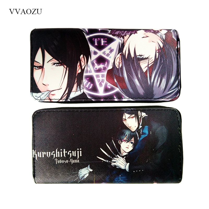 Black Butler Wallets Cartoon Purse Long Design Clutch Coin Wallet PU Leather Card Holder Phone Bag