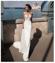 SOFUGE Boho Mermaid Wedding Dress 2019 See Through Neck Appliques Chiffon Bride Dress Long Train Sexy Wedding Gown For Women SOFUGE Boho Mermaid Wedding Dress 2019 See Through Neck Appliques Chiffon Bride Dress Long Train Sexy Wedding Gown For Women