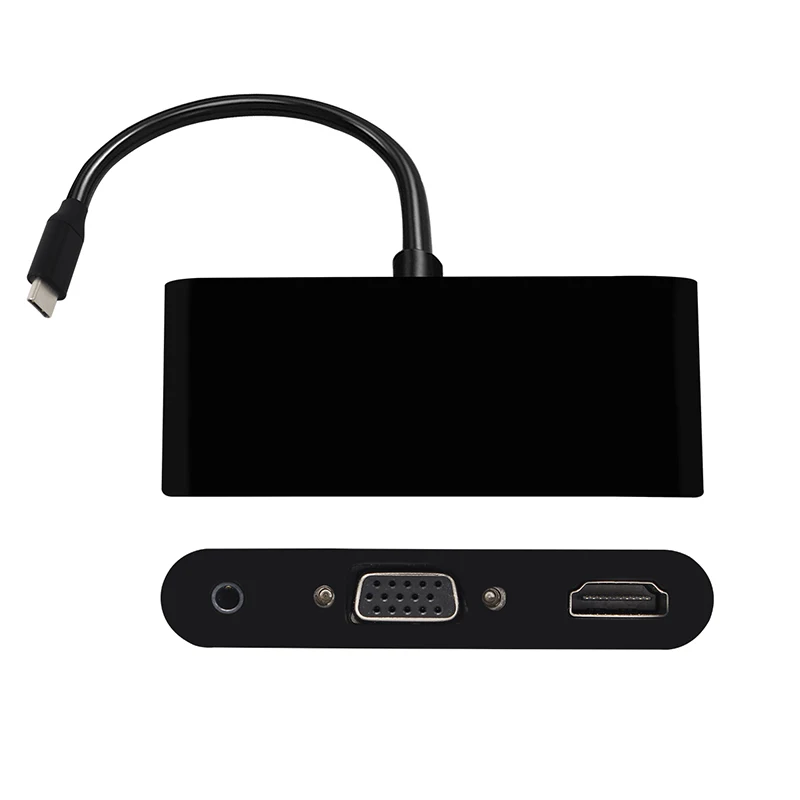 Адаптер преобразователь USB 3 1 в Тип C HDMI + VGA аудиоразъем 5 мм поддержка 4K * 2K