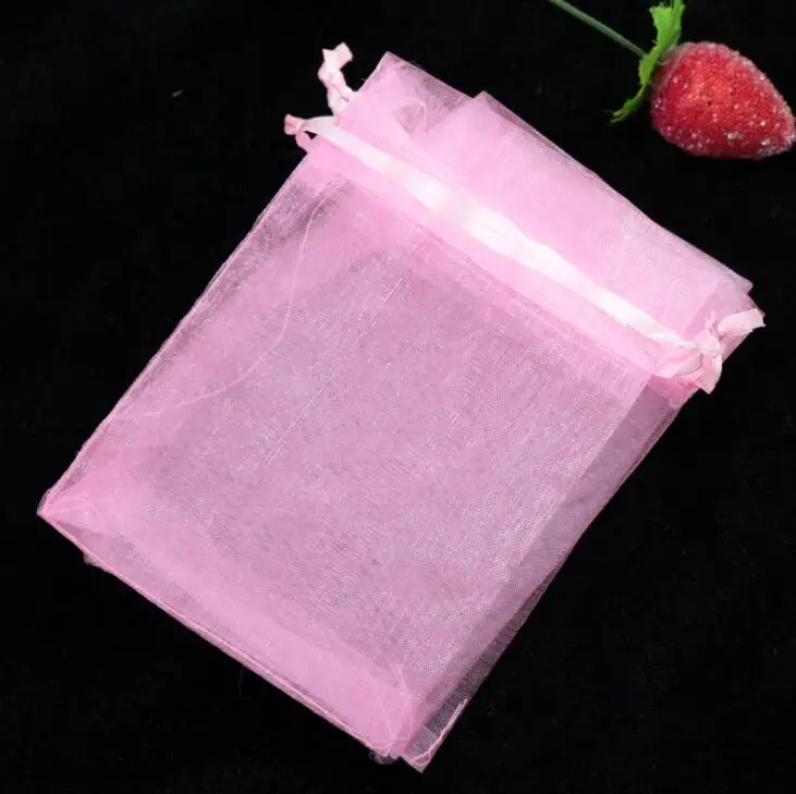 Быстрая, 100 шт./лот, 7x9, 9x12, 10x15, 13x18 см, свадебные, рождественские сумки из органзы, упаковка для ювелирных изделий, дисплей и пакеты - Цвет: Pink