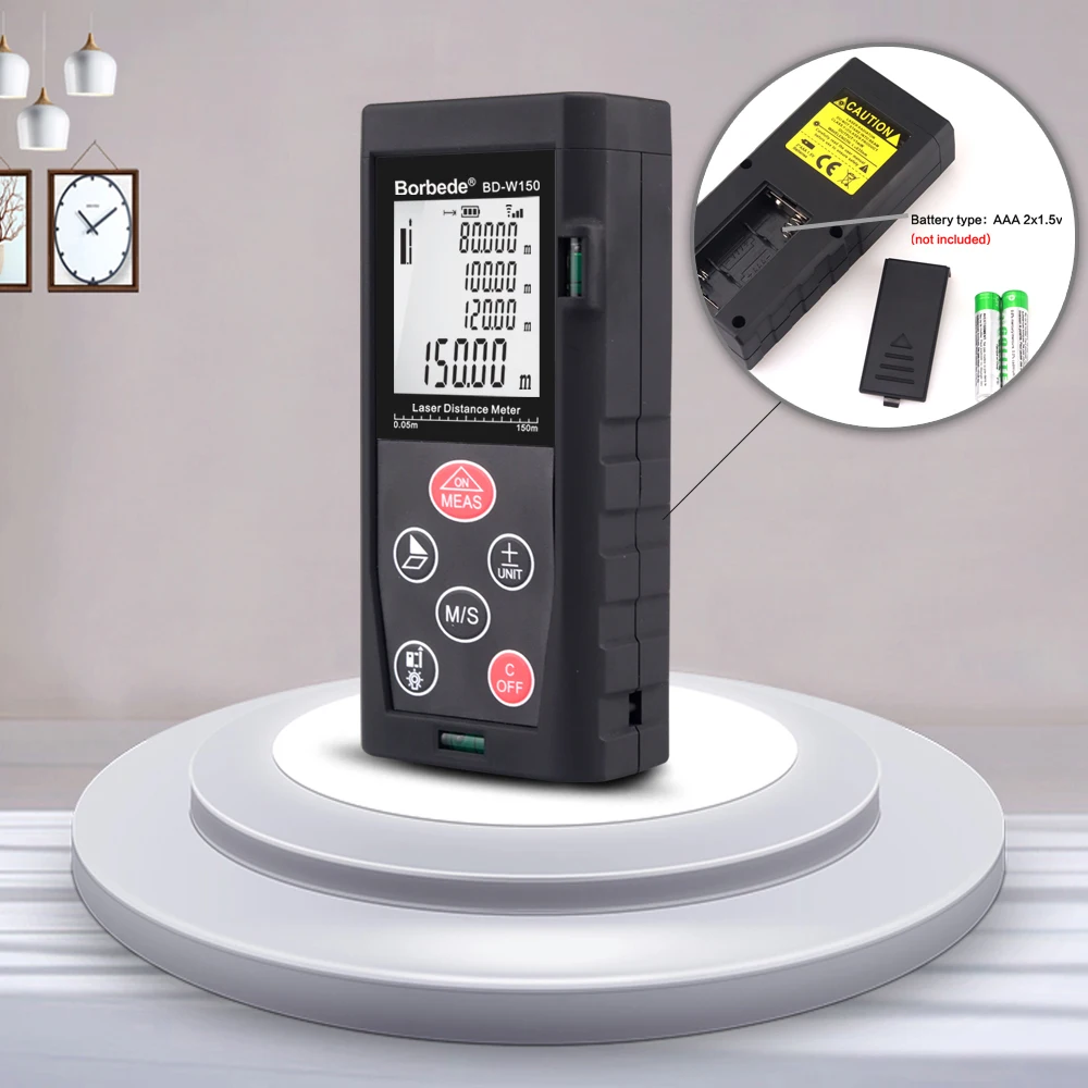 Borbede Laser Distance Meter 80M 100M 120M 150M Handheld Portable Rangefinder Laser Measure Tape