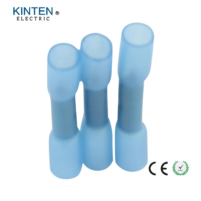 50pcs BHT2 Insulated Heat Shrink Butt Wire Electrical Crimp Terminal Connector Splices 14 16AWG