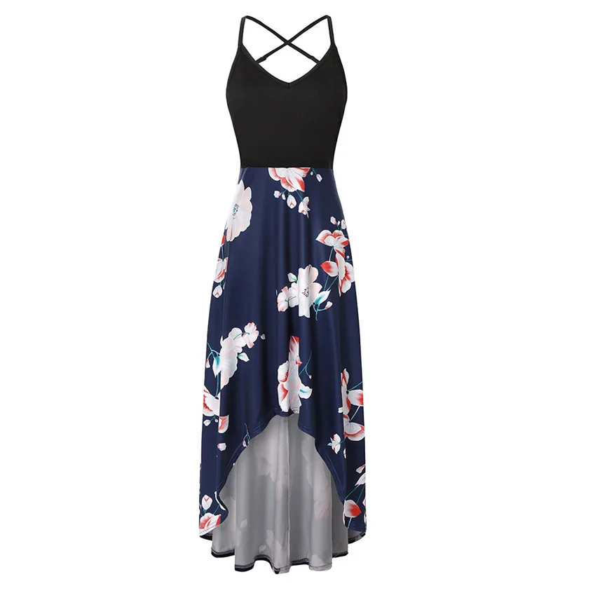 SAGACE Women Boho Casual Sexy Sleeveless Backless Printed Halter Mid Calf Dress Plus Size Summer Vestidos Verano 2019 *30 | Женская