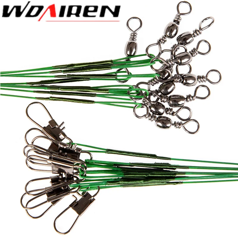 20Pcs//lot Fishing Lead Line Leader Wire Sleeve Stainless Steel Swivels New