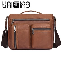 UniCalling, новая стильная натуральная кожаная сумка для мужчин, Большая вместительная сумка-мессенджер, мужская кожаная модная мужская сумка на молнии