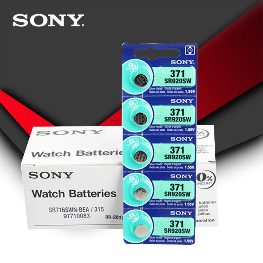 100 шт. sony 371 SR920SW 920 1,55 в батарея для часов SR920SW 371 Кнопка монетница Сделано в Японии