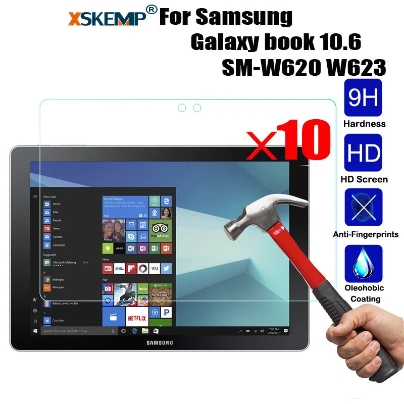 Xskemp 10 шт./лот 9 H закаленное Стекло Экран протектор для Samsung Galaxy книга 10.6 SM-W620 W623 ясно Планшеты закаленное Стекло плёнки