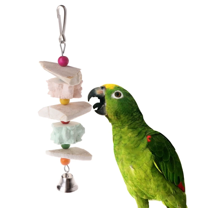 

Parrot Teeth Grinding Toys Bird Squirrel Calcium Stone Cuttlefish Bone With Bell