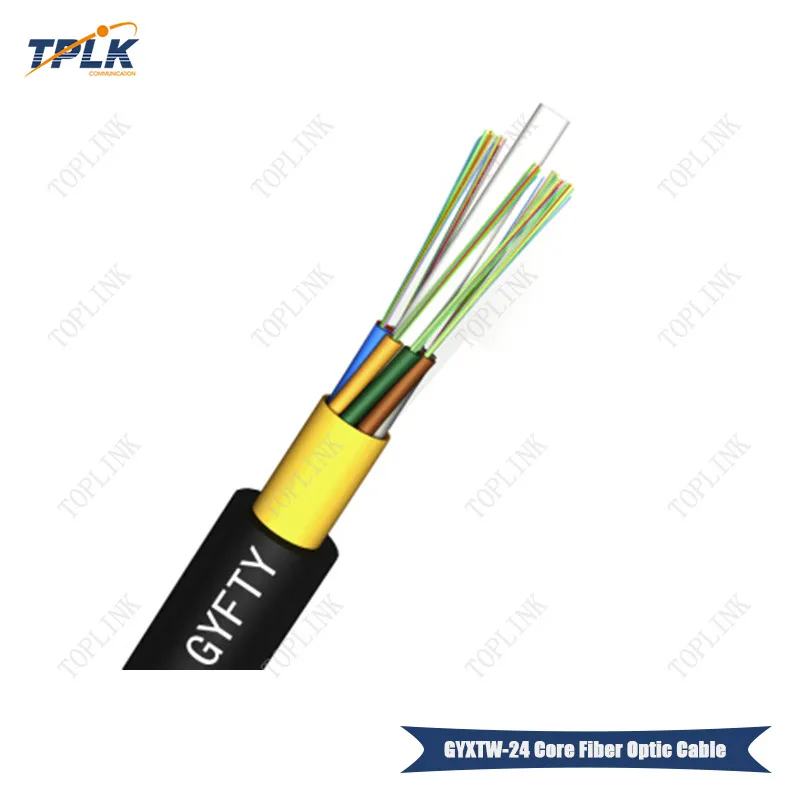 GYXTW 24 Core Fiber Optic Cable 500m/roll Used For Outdoor,Black FTTH