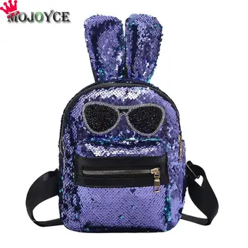 

Sequins Backpacks Cute Rabbit Ears Girl Teen Party Women Mini Shoulder Bags school bags for teenage girls mochila feminina sac